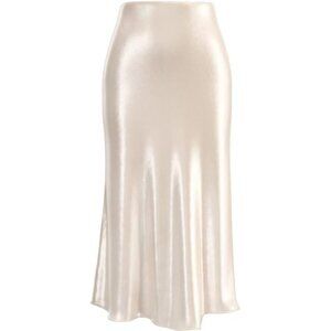 Womens Leopard Print Skirt Midi Long Length Silk Satin High Waist Elastic Skirts